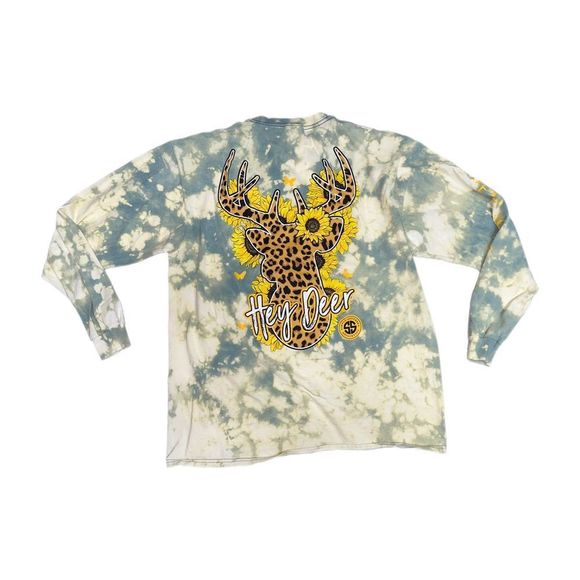 Simply Southern Hey Deer Bleached Long Sleeve Tee - Picture 1 of 5